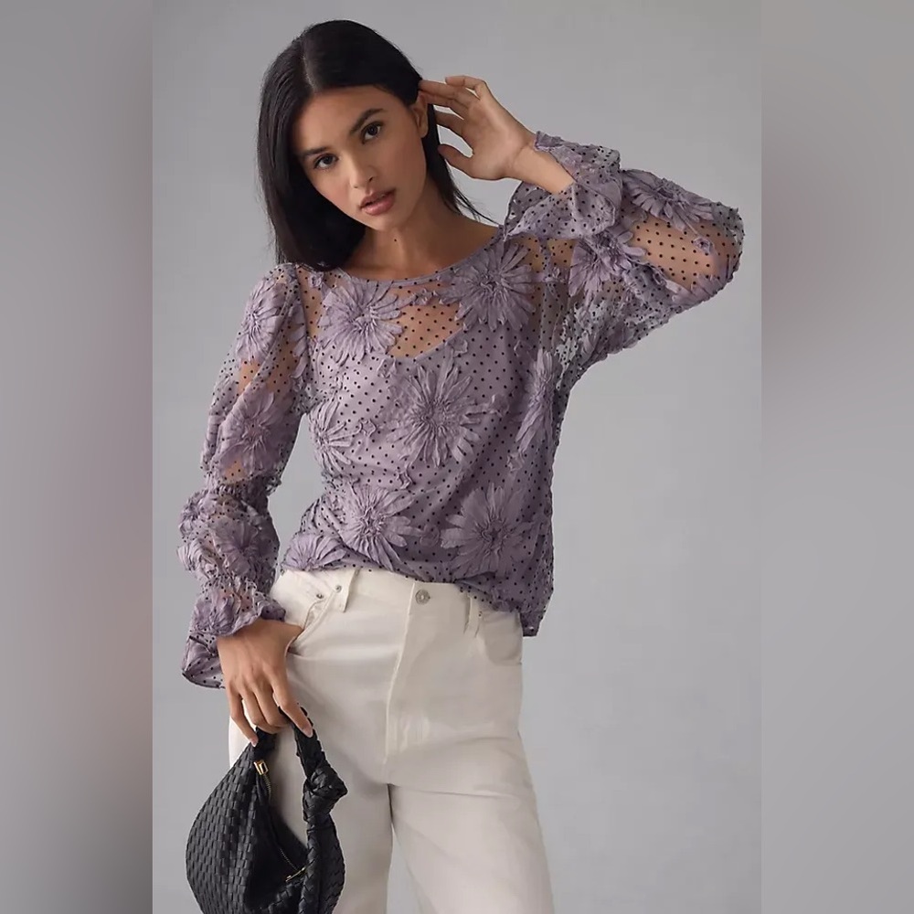Anthropologie Eva Franco Lace Floral Blouse